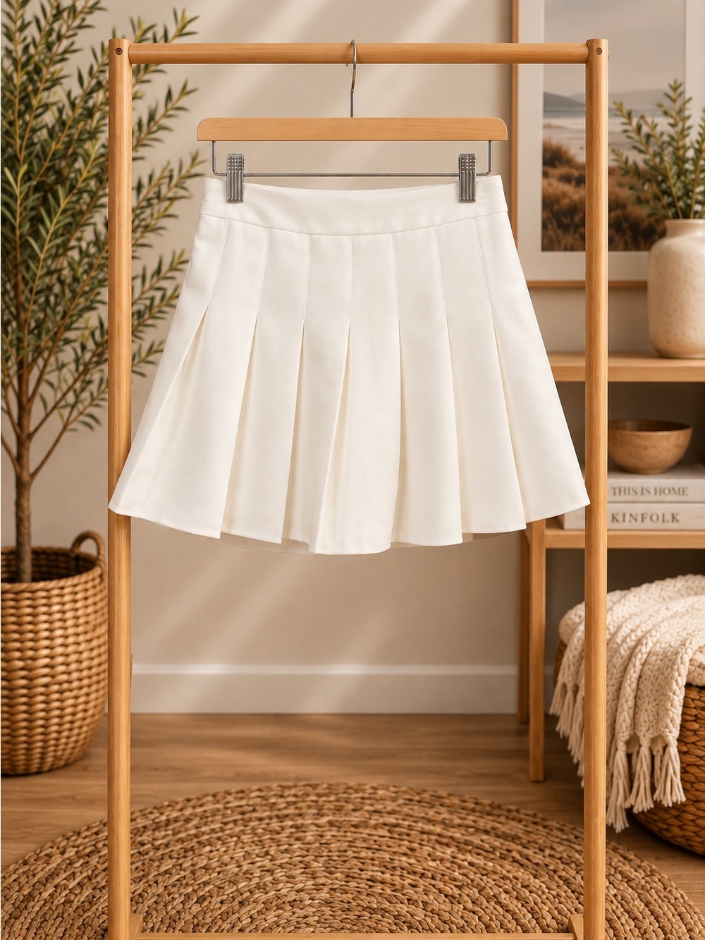 Women’s White Pleated Skater Skirt - Classic Circle Style